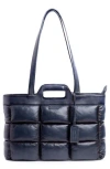 Old Trend Puff Clover Leather Tote Bag In Navy
