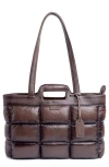 Old Trend Puff Clover Leather Tote Bag In Stone