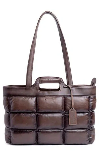 Old Trend Puff Clover Leather Tote Bag In Stone