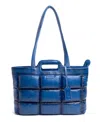 Old Trend Puff Clover Leather Tote Bag In Blue