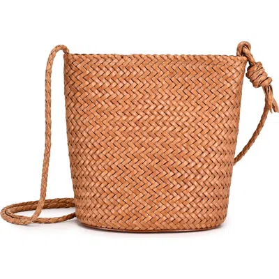 Old Trend Reed Genuine Leather Woven Barrel Crossbody Bag In Brown