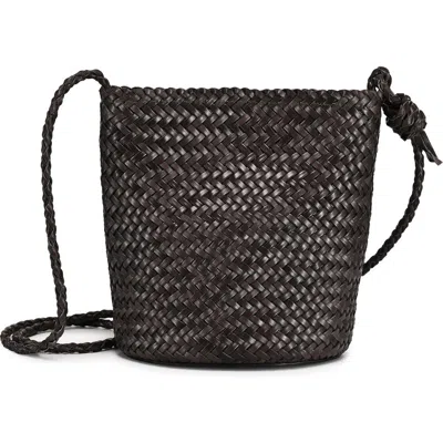 Old Trend Reed Genuine Leather Woven Barrel Crossbody Bag In Brown