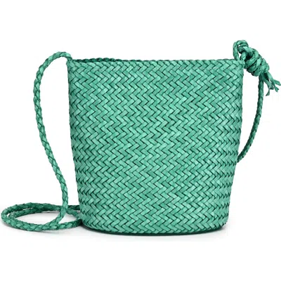 Old Trend Reed Genuine Leather Woven Barrel Crossbody Bag In Green