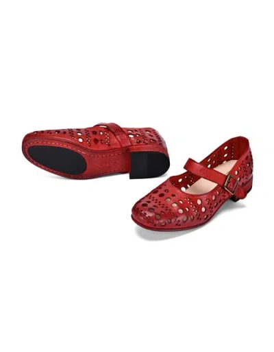 Old Trend Retro Genuine Leather Breathable Cutout Mary Jane Flat In Brown