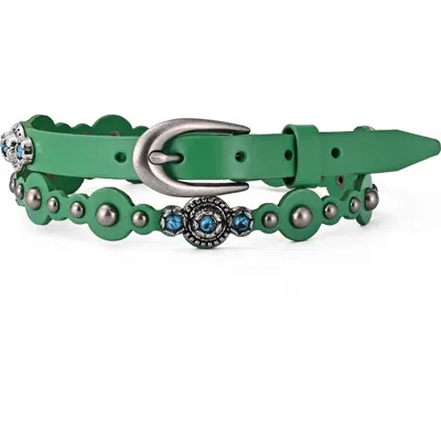 Old Trend Rosa Genuine Leather Embellished Vintage Inspired Belt In Green