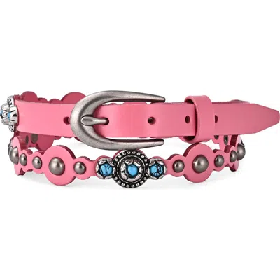 Old Trend Rosa Genuine Leather Embellished Vintage Inspired Belt In Pink