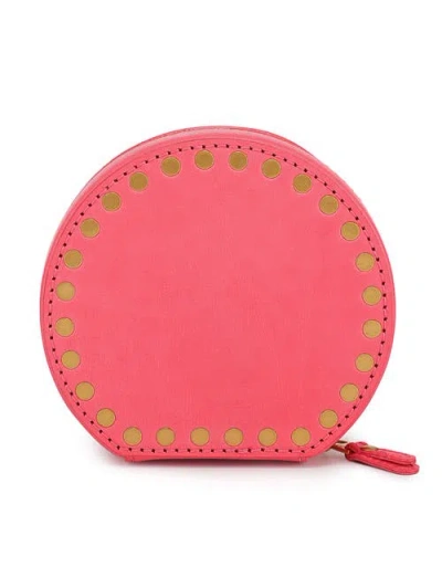 Old Trend Round Genuine Leather Travel Jewelry Box In Pink