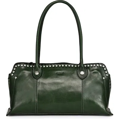 Old Trend Soul Genuine Leather Studded Structured Shoulder Bag In Green