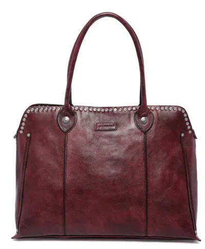 Old Trend Soul Stud Genuine Leather Structured Satchel In Rusty Red