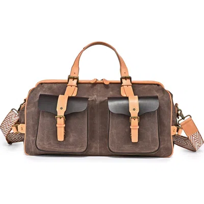 Old Trend Speedwell Genuine Leather Waxed Canvas Travel Duffel In Brown