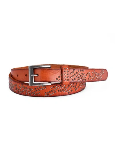 Old Trend Stardust Genuine Leather Studded Vintage Finish Belt In Brown