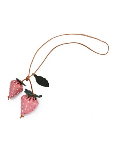 Old Trend Strawberry Genuine Leather Artisan Charm In Pink
