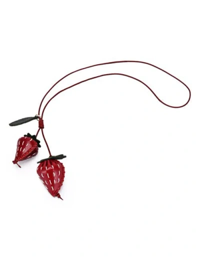 Old Trend Strawberry Genuine Leather Artisan Charm In Red