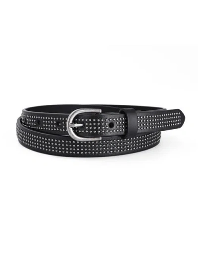Old Trend Stud Genuine Leather Slim Studded Everyday Belt In Black