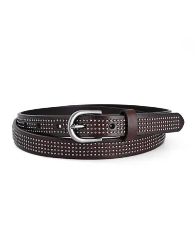 Old Trend Stud Genuine Leather Slim Studded Everyday Belt In Brown