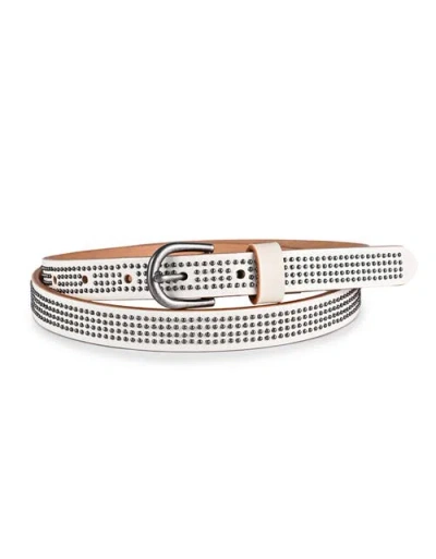 Old Trend Stud Genuine Leather Slim Studded Everyday Belt In White
