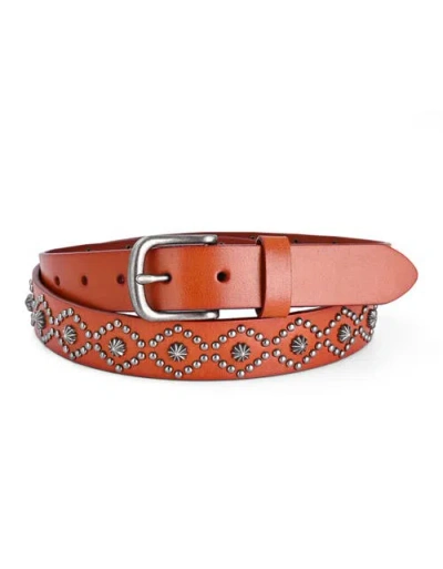 Old Trend Sunburst Genuine Leather Studded Statement Accent Belt In Brown
