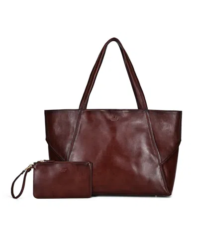 Old Trend Wishbone Extra-large Leather Carryall Tote Handbag In Brown