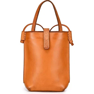 Old Trend Wishbone Genuine Leather Structured Convertible Crossbody In Orange