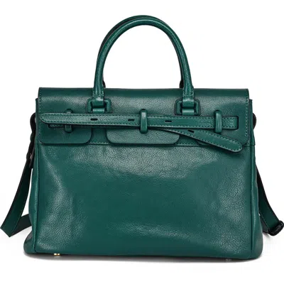Old Trend Wishbone Genuine Leather Structured Heritage Satchel In Green