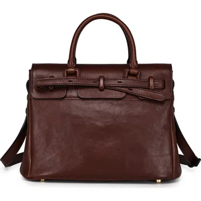 Old Trend Wishbone Genuine Leather Structured Heritage Satchel In Brown