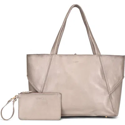 Old Trend Wishbone Oversized Leather Carryall Tote In Neutral