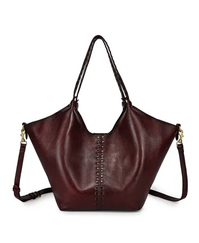 Old Trend Wisteria Small Handwoven Tote Handbag In Burgundy