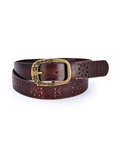Old Trend Women's Blooming Crocus Leather Belt In Brown