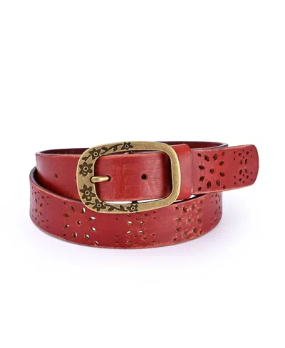Old Trend Women's Blooming Crocus Leather Belt In Cognac