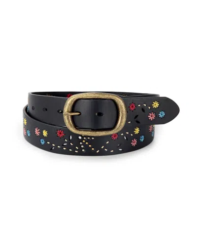 Old Trend Women's Blossom Leather Belt In Black