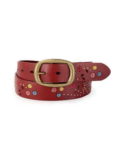 Old Trend Women's Blossom Leather Belt In Cognac