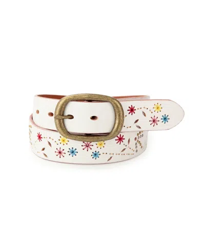 Old Trend Women's Blossom Leather Belt In White