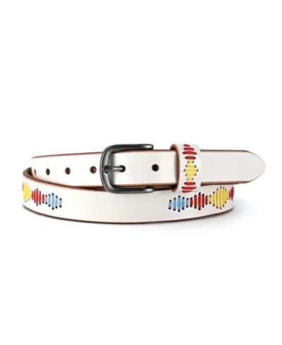 Old Trend Women's Boho Spirit Leather Belt In White