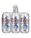 Old World Christmas 2.5" Adult Beverages Coors Light Six Pack Beer Ornament In Silver