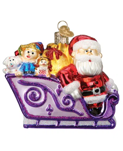 Old World Christmas 3.5" Rudolph The Red-nosed Reindeer Santa And Friends Ornament In Purple