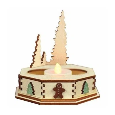Old World Christmas 4.25" Wood Tabletop Tealight Holder In Cream;wood