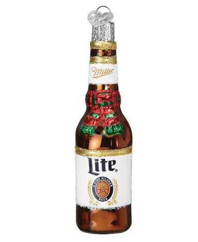 Old World Christmas 4.5" Adult Beverages Holiday Miller Lite Beer Bottle Ornament In Multi