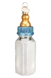 Old World Christmas Baby Bottle Glass Ornament In Blue