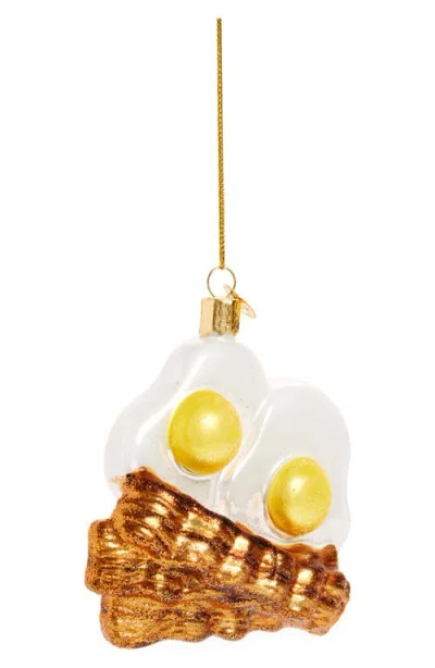 Old World Christmas Bacon & Eggs Glass Ornament In Brown/white/yellow
