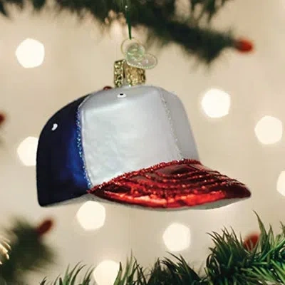 Old World Christmas Baseball Cap Glass Blown Hanging Figurine Ornament