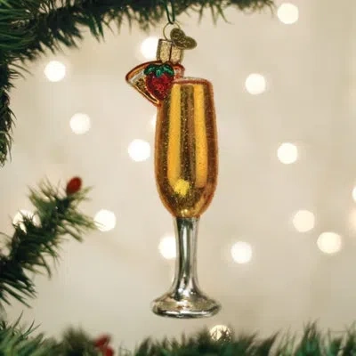 Old World Christmas Blown Glass Christmas Ornament, Mimosa Solid Hanging Figurine Ornament