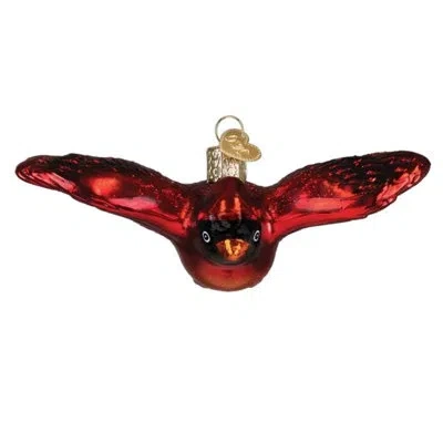 Old World Christmas Blown Glass Ornament For Christmas Tree, Cardinal In Flight In Red