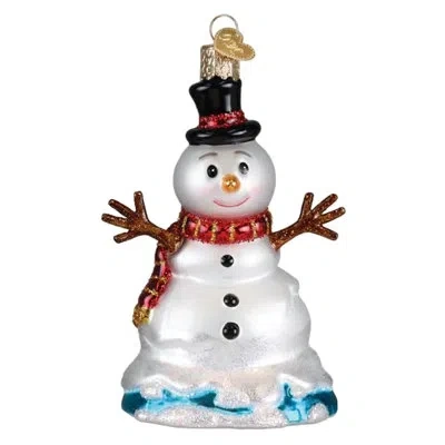 Old World Christmas Blown Glass Ornament For Christmas Tree, Mr. Melting Snowman In White