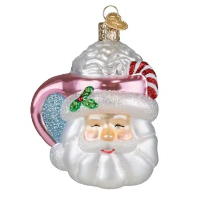 Old World Christmas Blown Glass Ornament For Christmas Tree, Papa Noel Mug In Multicolored