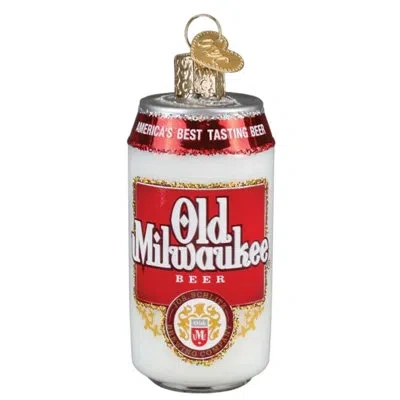 Old World Christmas Blown Glass Ornament For Christmas Tree, Old Milwaukee Beer Can In Multicolored