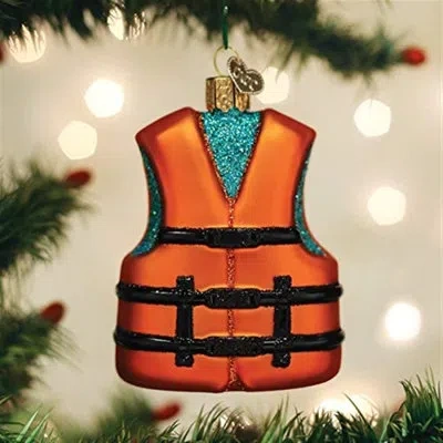 Old World Christmas Blown Life Jacket Hanging Figurine Ornament