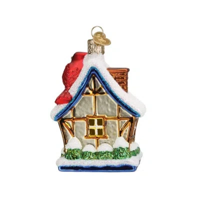 Old World Christmas Cardinal Birdhouse Blown Glass For Tree Hanging Figurine Ornament