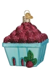 Old World Christmas Carton Of Raspberries Glass Ornament In Blue