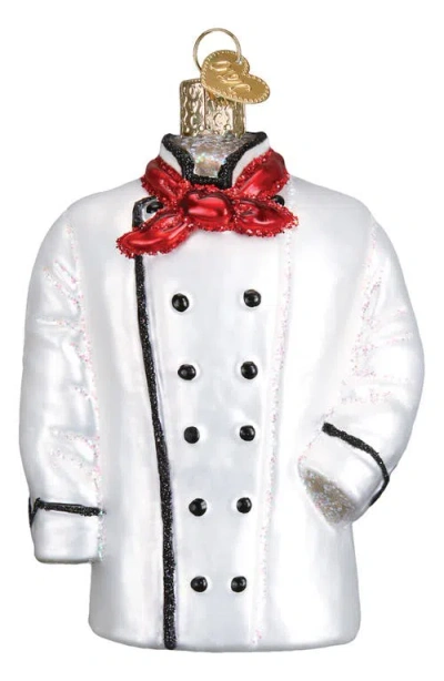 Old World Christmas Chef's Coat Ornament In White/black/red
