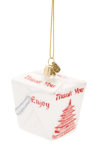 Old World Christmas Chinese Take-out Glass Ornament In Red/white/silver